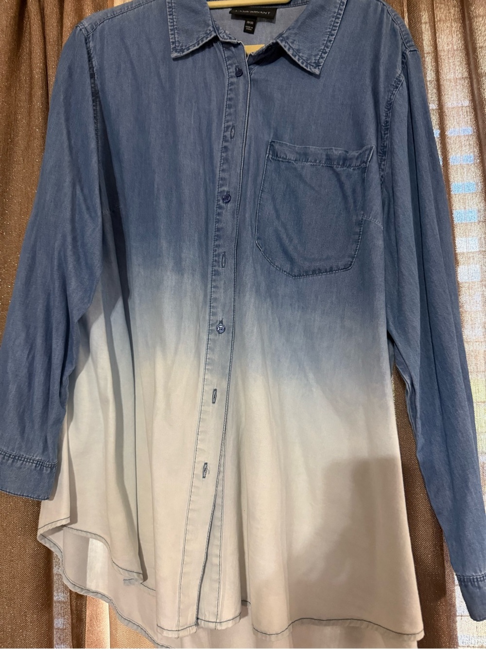 Lane Bryant Blue to White Ombre Button-Down Shirt
